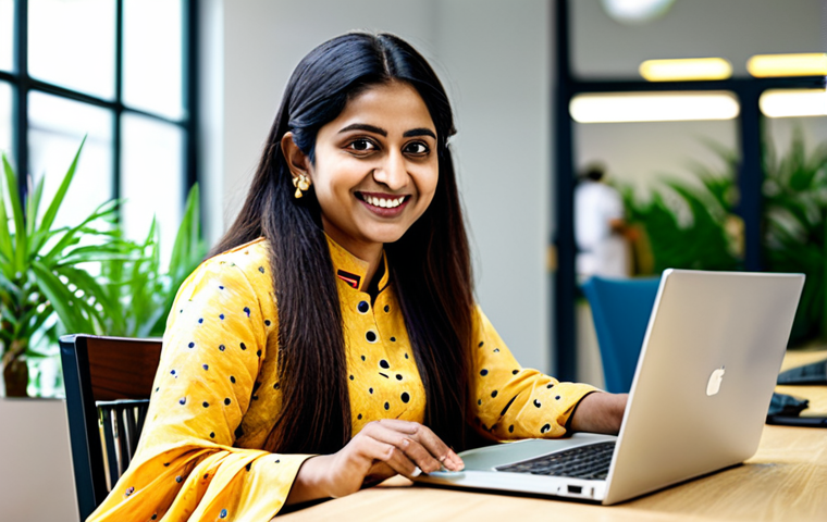**

A professional Bengali woman in a modest salwar kameez, working at a laptop in a bright, modern co-working space.  She is smiling slightly.  Fully clothed, appropriate attire, safe for work, perfect anatomy, natural proportions, professional.  Background includes blurred images of other people working, plants, and natural light.  Family-friendly.

**