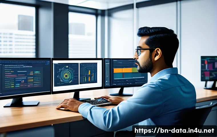 데이터사이언스에서 전이 학습 - A detailed illustration of a Bengali data scientist working in a modern tech lab, surrounded by mult...